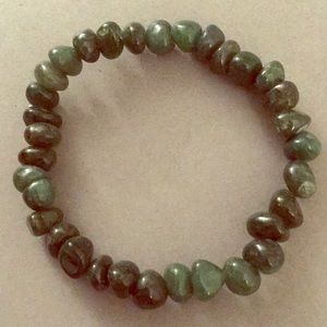 Natural Dark Green Jade Gemstone Stretch Bracelet